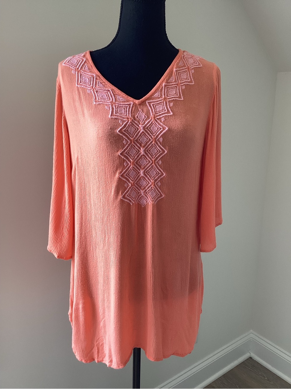 Lilly Pulitzer Target Coral Embroidered Tunic Top XS Boho Resort Coastal